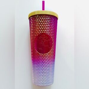 Starbucks 2024 Pearl Ruby White Gold Ombre Studded Tumbler 24 oz New